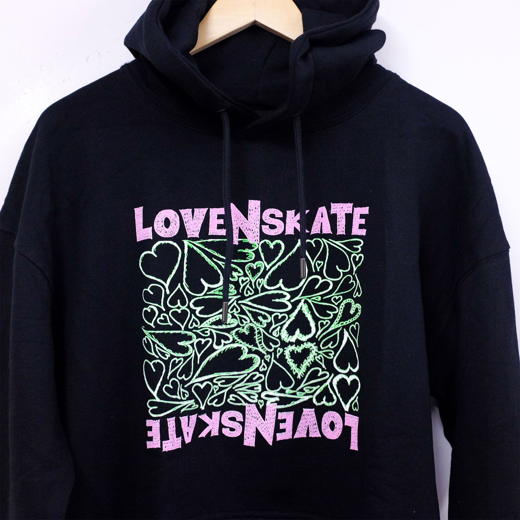 'SCRIBBLE HEART' -  Organic Cotton Hoodie (Black) image 3
