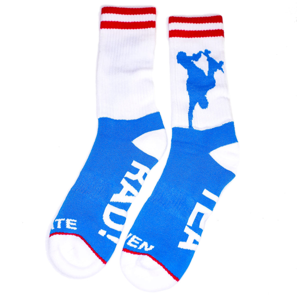 'DRINK TEA, GET RAD!' SOCKS - Blue, Red & White