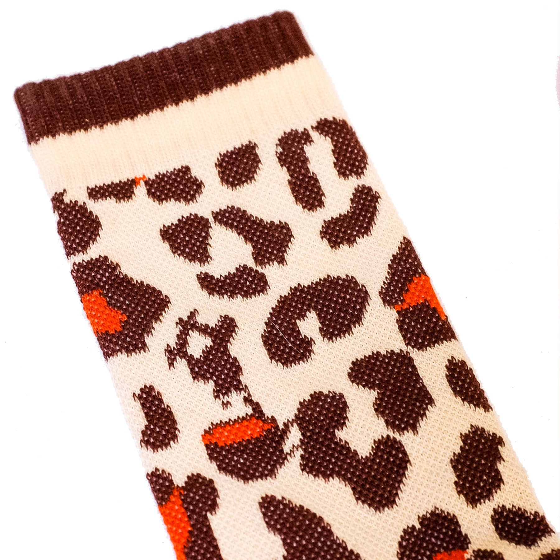 LEOPARD SOCKS - Chocolate, Cream & Orange