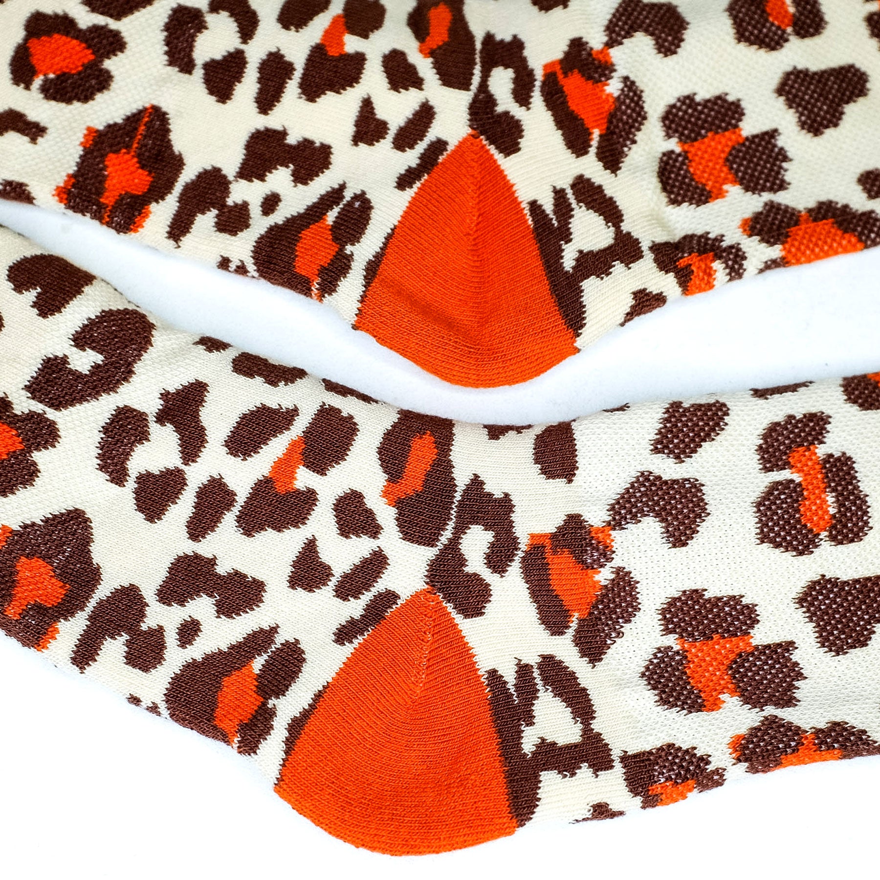 LEOPARD SOCKS - Chocolate, Cream & Orange