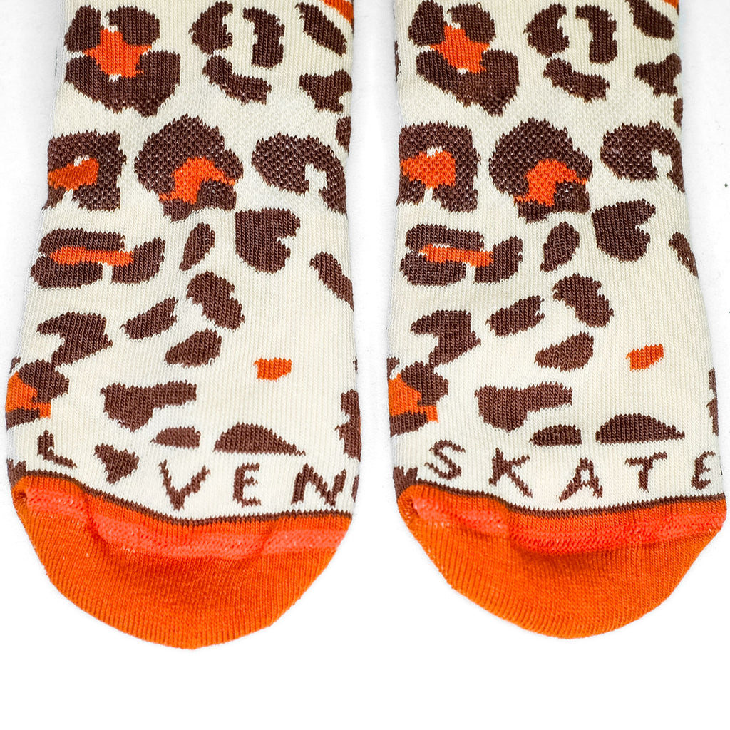 LEOPARD SOCKS - Chocolate, Cream & Orange