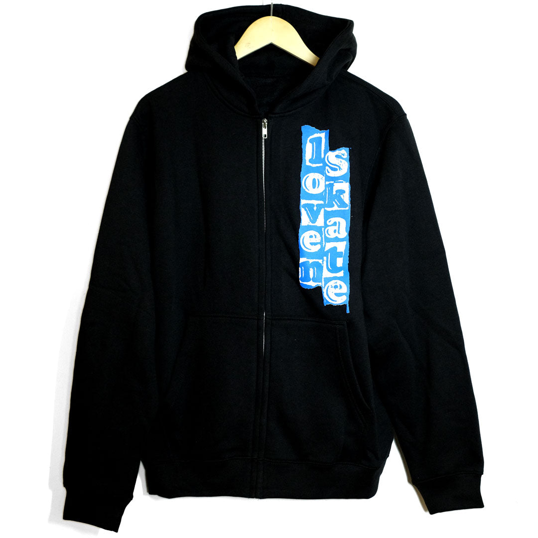 'LOVESKATE LOGO' -  Organic Cotton Zip Hoodie (Blue/Black)