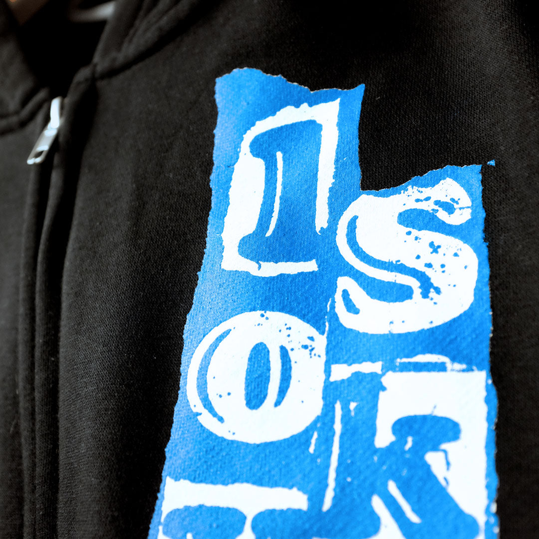 'LOVESKATE LOGO' -  Organic Cotton Zip Hoodie (Blue/Black)
