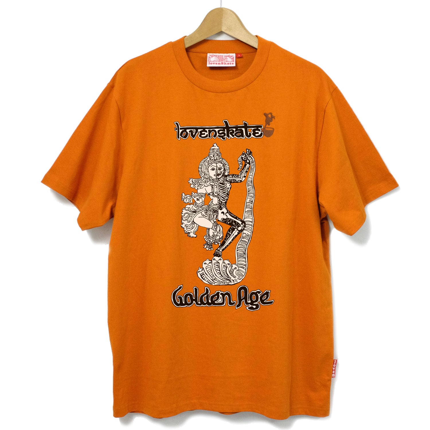 "GOLDEN AGE X LOVENSKATE" - by Sol Dhariwal-Bisset - Organic T-shirt (Burnt Orange) image 0