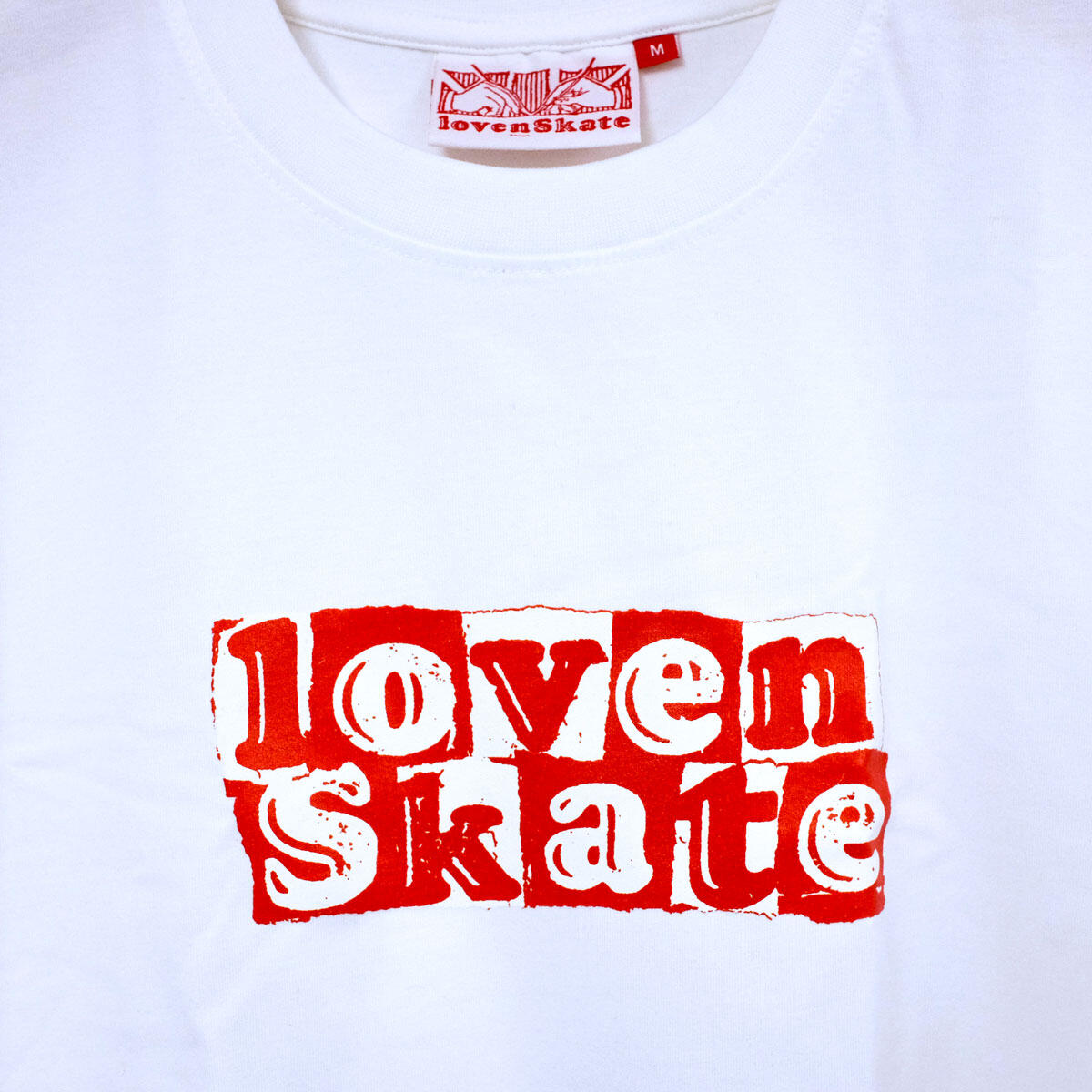'TEAR LOGO' -  Organic Cotton T-shirt (White/Red) image 2