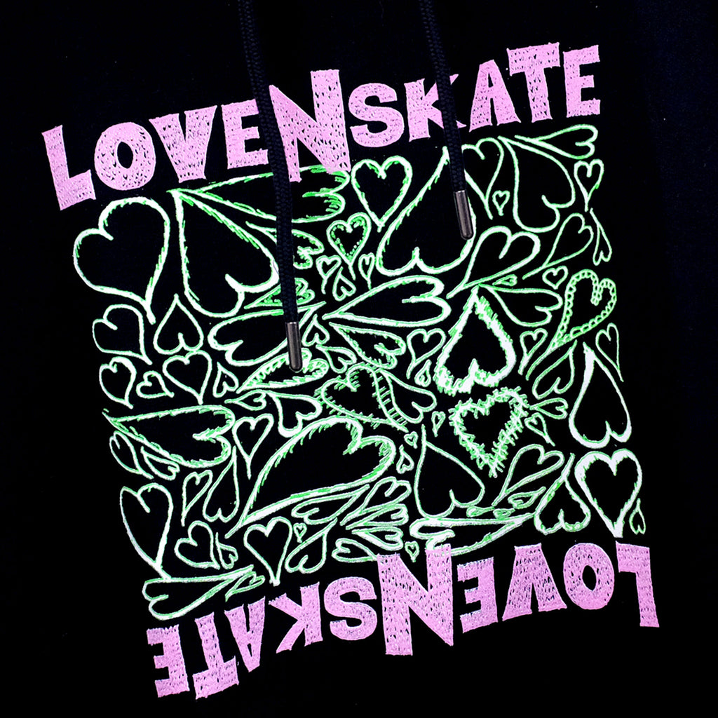 'SCRIBBLE HEART' -  Organic Cotton Hoodie (Black) image 2
