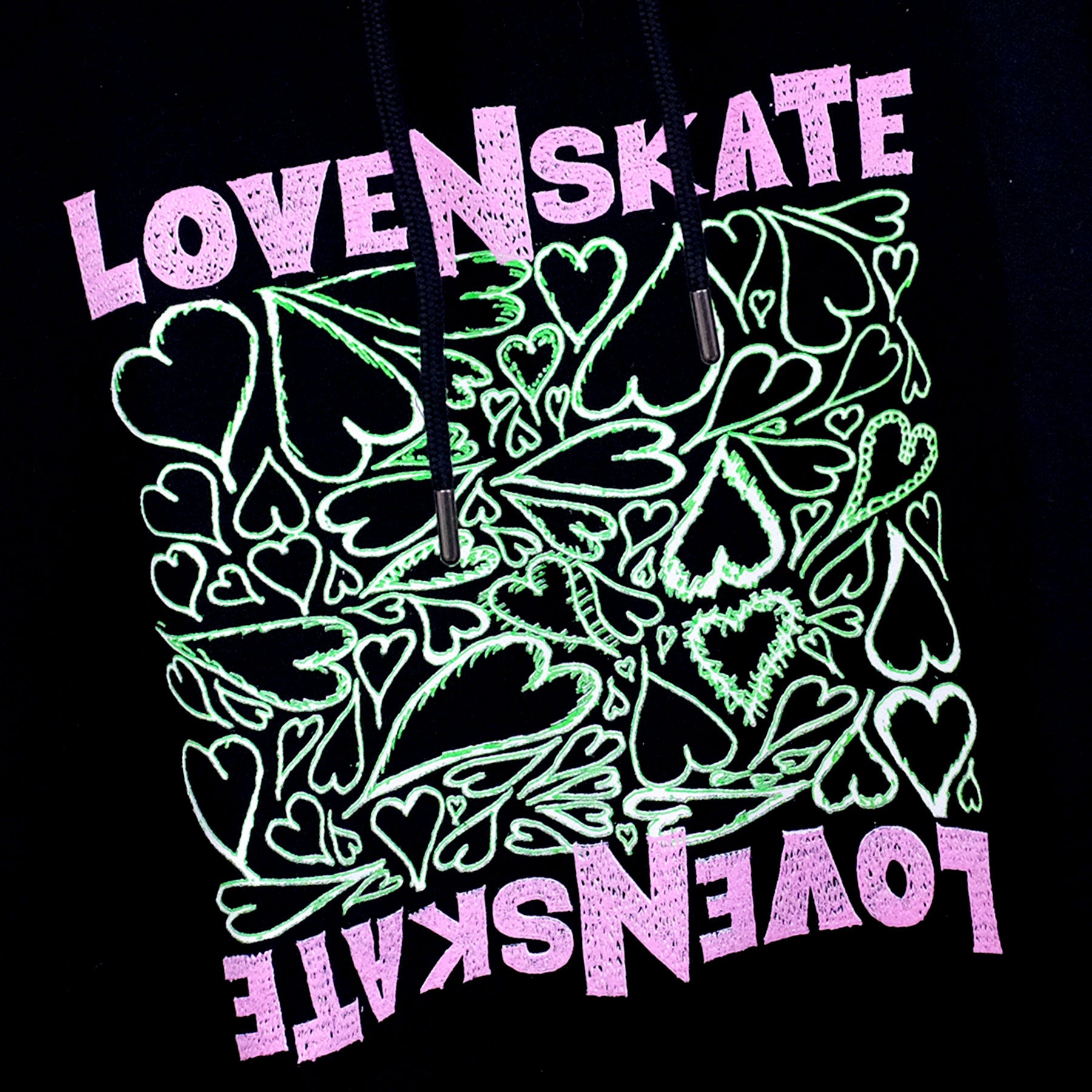 'SCRIBBLE HEART' -  Organic Cotton Hoodie (Black) image 2