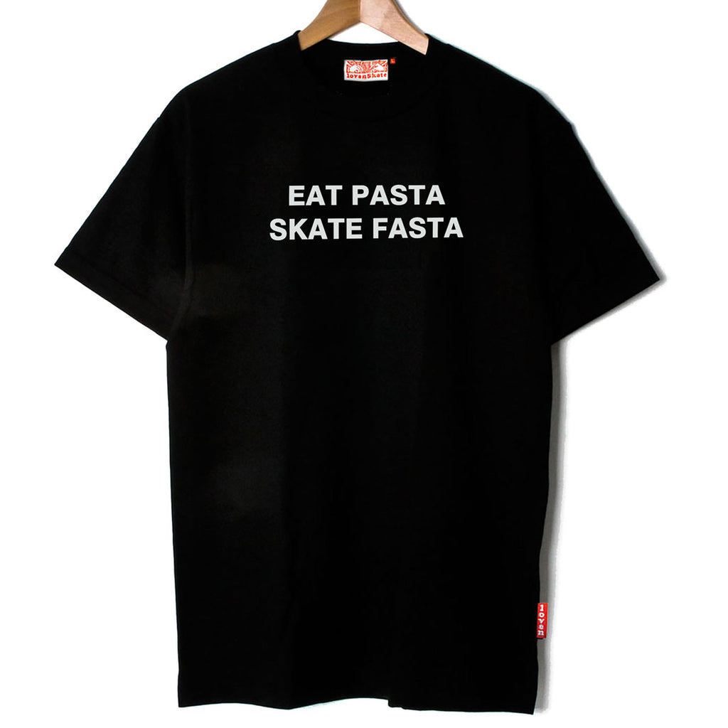 'EAT PASTA SKATE FASTA' -  Organic Cotton T-shirt (black)