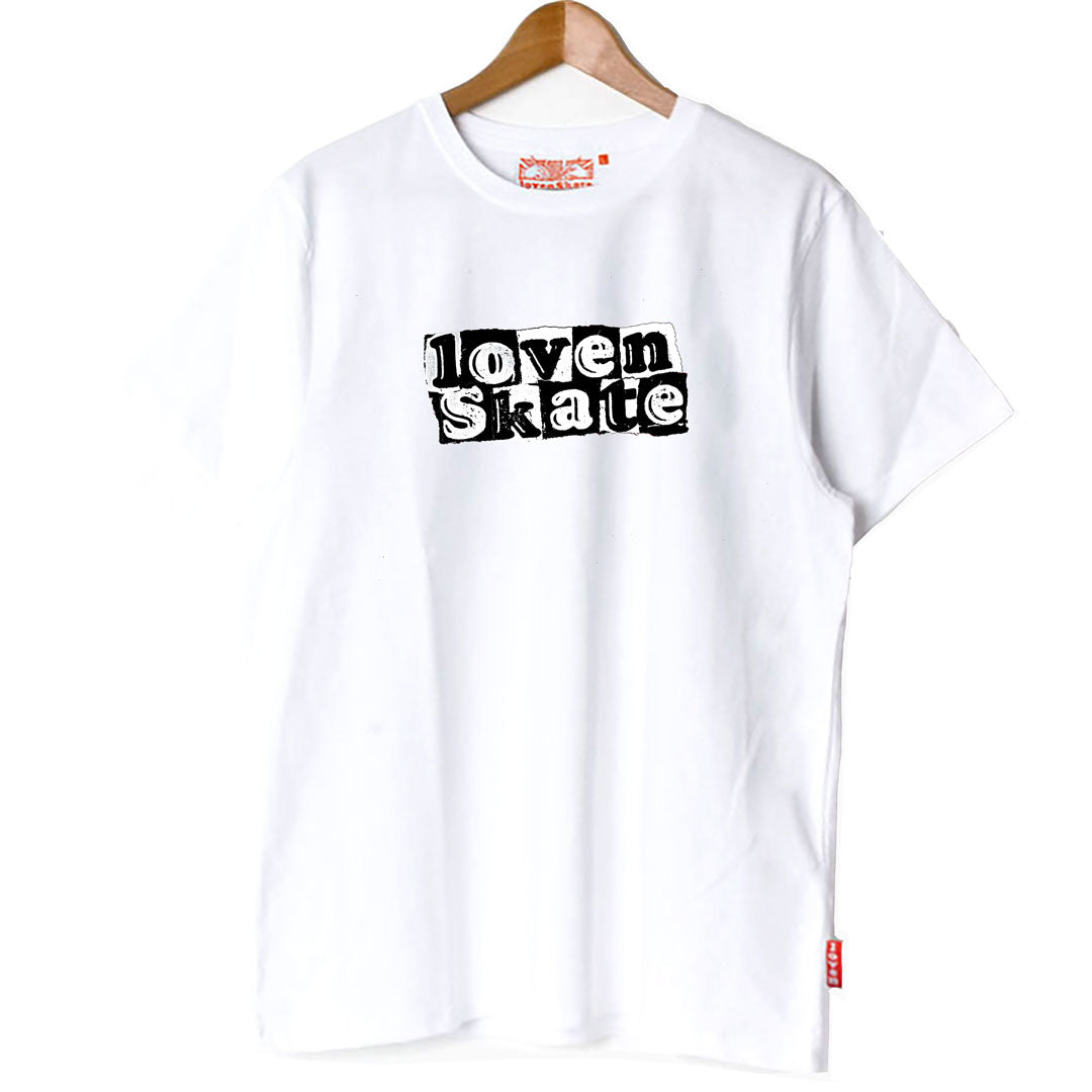 'LOVENSKATE LOGO' -  Organic Cotton T-shirt (White/Black)