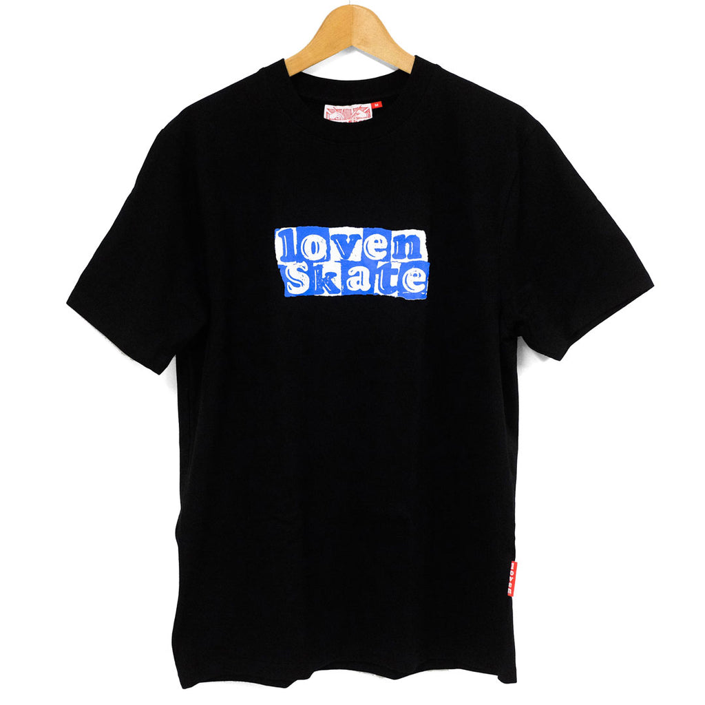 'LOVENSKATE  LOGO' -  Organic Cotton T-shirt (Black/Blue)