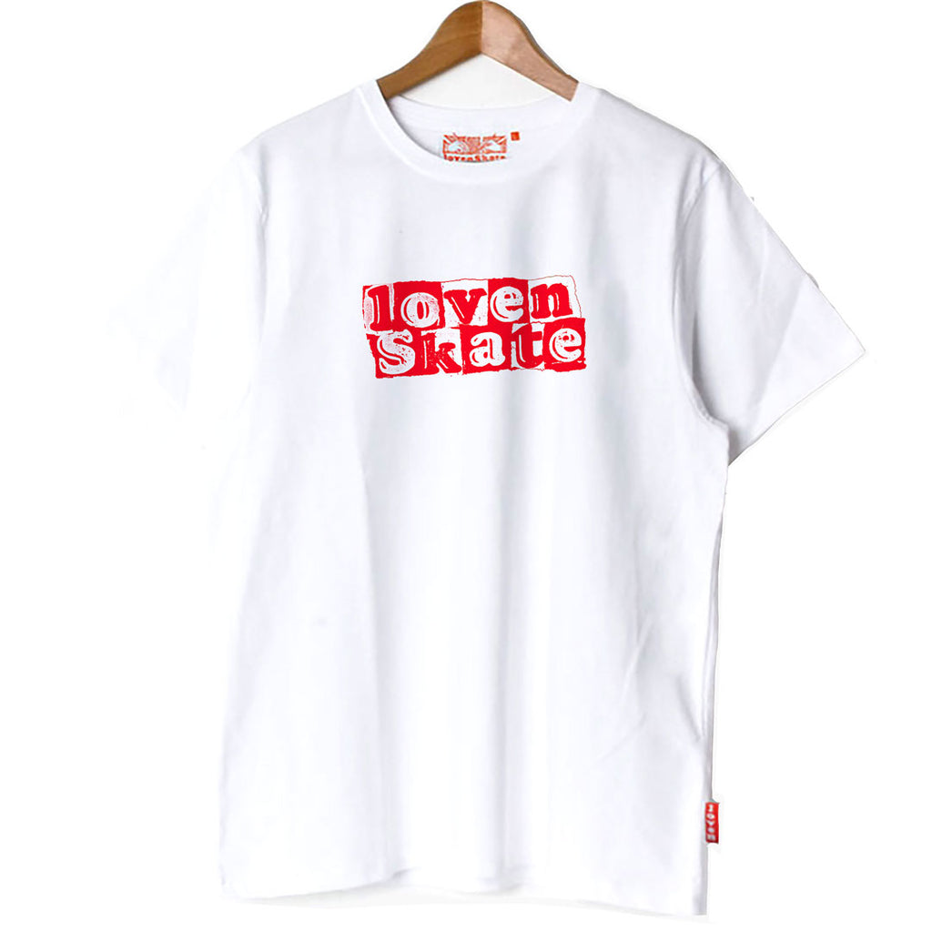 'LOVENSKATE LOGO' -  Organic Cotton T-shirt (White/Red)