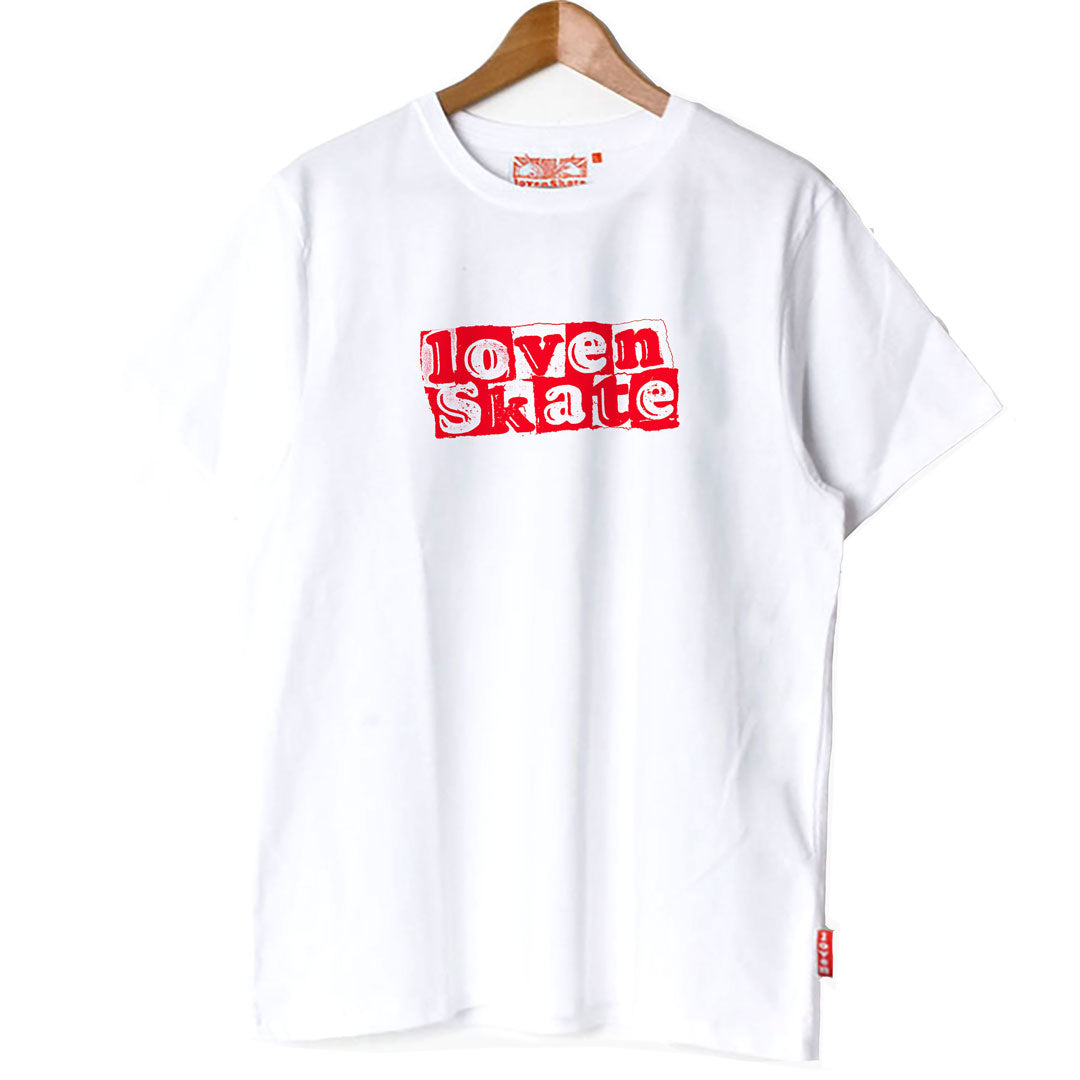 'LOVENSKATE LOGO' -  Organic Cotton T-shirt (White/Red)