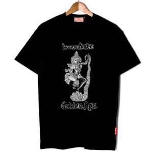 "GOLDEN AGE X LOVENSKATE" - by Sol Dhariwal-Bisset - Organic T-shirt (Black)